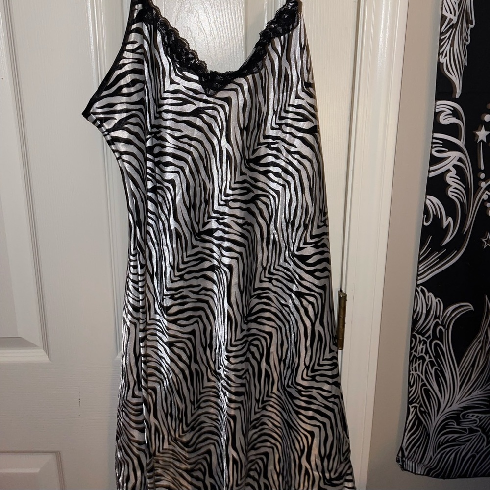 zebra print slip dress